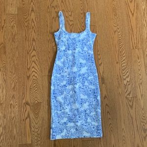 White and Blue Floral American Apparel Tank Dress✨